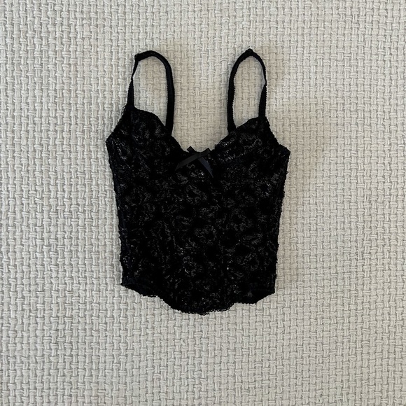 SOLD VINTAGE Black Lace Bustier Crop Top - Picture 3 of 7